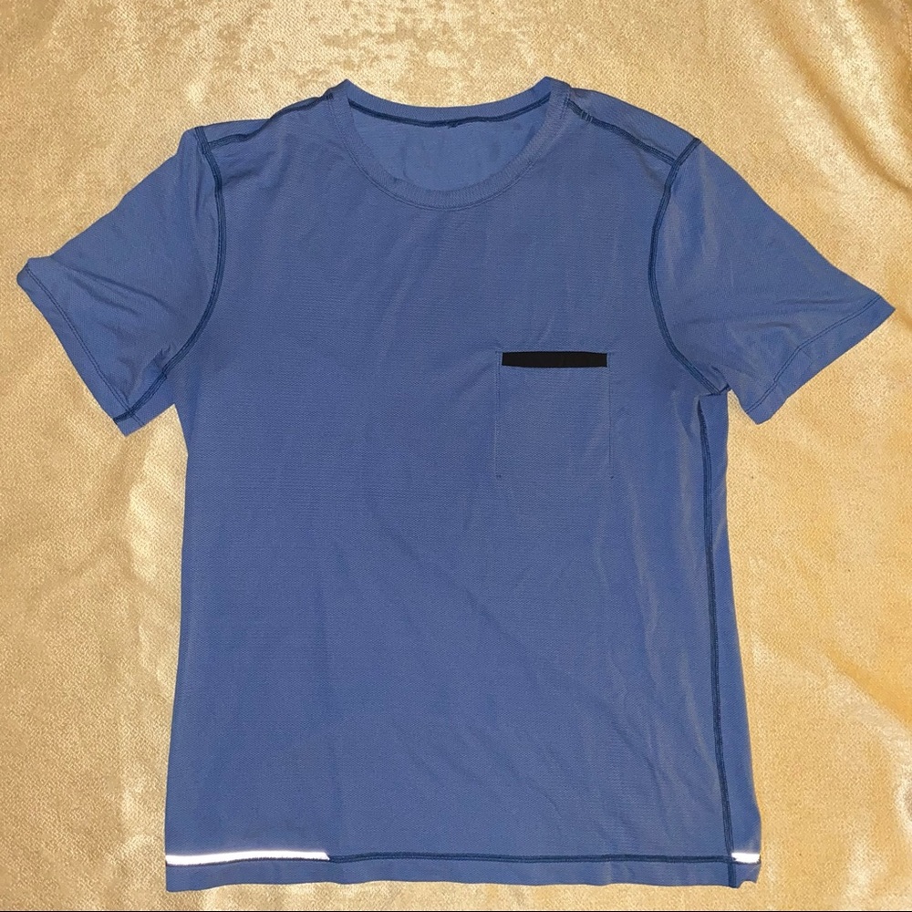 lululemon mesh yoga shirt front pocket reflective